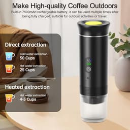 Draagbare Koffiemachine - Reis Koffiezetter - Koffie Zetten Onderweg - 3-in-1 Functionaliteit - 80ml Capaciteit - Zwart — thumbnail 4