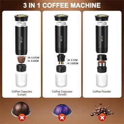 Draagbare Koffiemachine - Reis Koffiezetter - Koffie Zetten Onderweg - 3-in-1 Functionaliteit - 80ml Capaciteit - Zwart — thumbnail 5