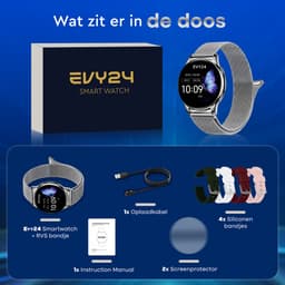 Evy24 Smartwatch Pro 42mm - Smartwatch Dames - Horloge met AMOLED Display - Bloeddrukmeter - Hartslagmeter - Saturatiemeter - Stappenteller - Sporthorloge Dames - Android en iOS - Zilver — thumbnail 5
