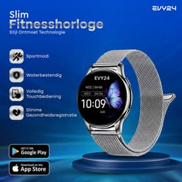 Evy24 Smartwatch Pro 42mm - Smartwatch Dames - Horloge met AMOLED Display - Bloeddrukmeter - Hartslagmeter - Saturatiemeter - Stappenteller - Sporthorloge Dames - Android en iOS - Zilver — thumbnail 2