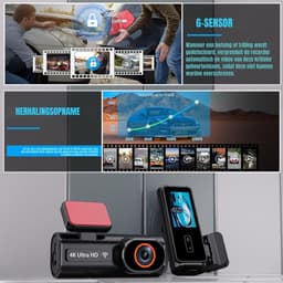 RUX® Dual Dashcam - Dashcam Voor Auto 1080p - Voor en Achter Camera – Auto Camera - G-Sensor - App Bediening – Parkeermodus - Zwart - 10cm x 4cm x 4cm; 300 g — thumbnail 2