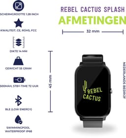 100% zwembadwaterproof GPS kinderhorloge - Rebel Cactus Splash! - Roze - Nauwkeurige GPS - (video) bellen - SOS - Stappenteller - Premium netwerk in EU landen - Veilige nummers - Uit tijdens school - Nederlands bedrijf met Nederlandse klantenservice — thumbnail 3