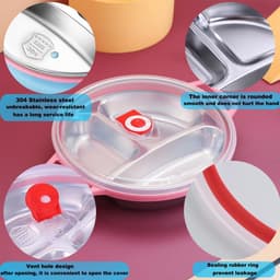 Magnetronschaal met Deksel - Magnetronbakje Voedselcontainer - Voedsel Opwarmen - Ventilatieontwerp - 22 cm - Roze — thumbnail 2