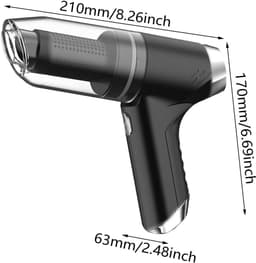 Draagbare autostofzuiger, kleine handstofzuiger zonder borstels, snoerloos, oplaadbaar via USB-C, geschikt voor thuis en op kantoor - zwart. — thumbnail 2