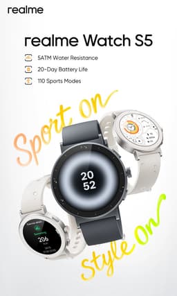 realme Watch S5 Smartwatch - 1,43" AMOLED Scherm - 20 Dagen Accu - GPS & Bluetooth - 5ATM - Steengrijs — thumbnail 2