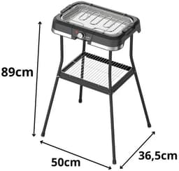 SMH LINE® Elektrische BBQ - Staand en Tafelmodel Barbecue - 40x25cm - Tafelbarbecue - 2000W - Zwart — thumbnail 5