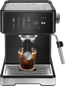 Vankel Halfautomatische Espressomachine -20 Bar professionele hoge druk extractie -1400W pistonmachine -1,7L waterreservoir-6 kopgrootte-en temperatuurstanden-touchscreen kleurendisplay - RVS stoompijpje -compatibel met Nespresso & Dolce Gusto-zwart — thumbnail 2