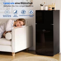 Mini Koelkast - Koelvriescombinatie Compact - Dranken Koelen - Glazen Deur - 92 liter - Zwart — thumbnail 3