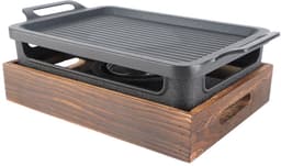 OmGoods - Dailygoody - Tafelblad Barbecue Grill - Houten Basis - Gelijkmatige Verwarming - Zwart - Picknicktafels - Ideaal voor Camping en Restaurant - Inclusie — thumbnail 4