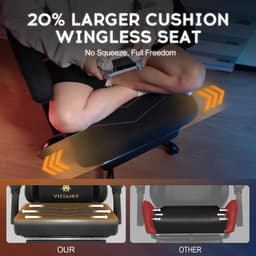 Homaxy - Game Stoel - Gaming Stoel - Bureaustoel - Ergonomische Bureaustoel - Gamestoel - Verstelbaar - Gaming Chair - Inclusief voetensteun - Zwart — thumbnail 4