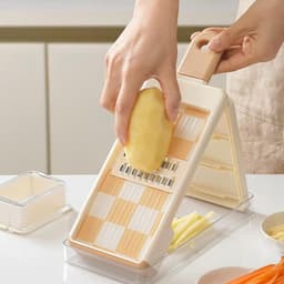 Keukenmachine Groentehakker - Multisnijder Keukengadget - Maaltijd Voorbereiding - 4-in-1 Functionaliteit - 31 x 13 x 6.8 cm - Grijs — thumbnail 3
