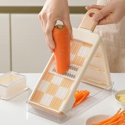 Keukenmachine Groentehakker - Multisnijder Keukengadget - Maaltijd Voorbereiding - 4-in-1 Functionaliteit - 31 x 13 x 6.8 cm - Grijs — thumbnail 2