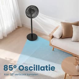 Auronic Statiefventilator - Staande Ventilator - Hoogte Verstelbaar - Roterend - Fluisterstil - 3 Snelheden - Stille Ventilator - Zwart — thumbnail 5