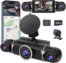 Dashcam - Dashcam voor auto - Dashcam voor auto voor en achter - 360° - 8 IR-lampen Nachtzicht - WiFi, GPS, G-sensor - 24/7 Parkeermodus — thumbnail 1