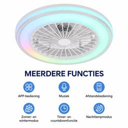 Jensaro Plafondventilator met Verlichting RGB – 60W – Met Afstandsbediening & App – 6 Snelheden – Stil – Bluetooth – Dimbaar — thumbnail 5