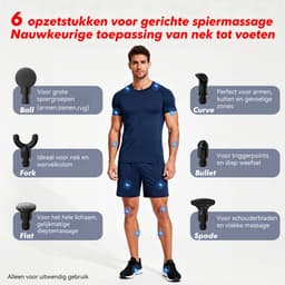 FunLife M6 Massagepistool Zwart - Massage Gun 3200 rpm - 6 Snelheden - 6 Massagekoppen - USB-C Oplaadbaar - Draadloos voor Nek, Rug en Benen — thumbnail 4
