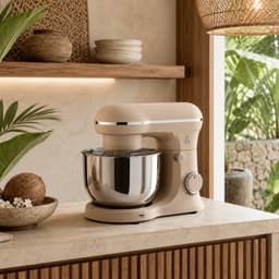 Motivai Keukenrobot 1500W - 5L Keukenmachine met Mengkom - Mixer met 10 Snelheden & Pulse - Inclusief Deeghaak, Garde & Menghaak - Matte Beige — thumbnail 2