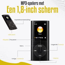 RaviSoll MP3/MP4 Speler Bluetooth – 32GB Opslag – 16 Uur Batterijduur – Lichtgewicht (90g) – FM Radio & Voicerecorder – E-book Functie – Inclusief SD-kaart — thumbnail 2