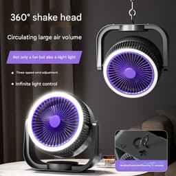 Ventilatoren-Luchtcirculatieventilator - Tafelventilator en Wandventilator 2-in-1 - Geen Boren Nodig - 3 Snelheden - Turbo Luchtstroom voor Slaapkamer, Kantoor en Caravan - Wit — thumbnail 3