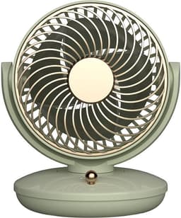 KZQ Drie Snelheden Usb Desktop Ventilator Met Ingebouwde 1800mAh Batterij - Stille Biomimetic Ventilator Met 140° Kantelhoek En Automatische Oscillatie - Draagbaar Voor Thuis Kantoor En Kamperen - Groen — thumbnail 1