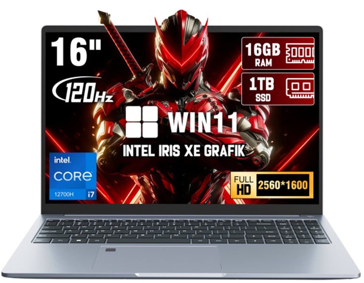 N16 Pro 16 inch laptop - Intel Core i7-12700H - 12GB DDR4 - 1TB SSD - QHD 120Hz - Intel Arc - Windows 11 — afbeelding 1