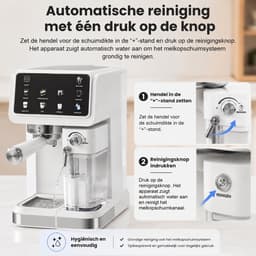 Jently espressomachine - koffiemachine - koffiezetapparaat - automatische melkopschuimer - latte/cappuccino/heet water - wit — thumbnail 3
