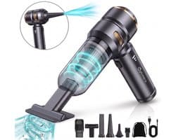 OPTIMERA® 2-in-1 Auto Stofzuiger PRO - Zuigen & Blazen - Kruimeldief - 7 Opzetstukken - Oplaadbaar - Handstofzuiger - Air Duster - Zwart