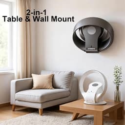 Bladloze Wandventilator 14" – 9 Snelheidsstanden, 90° Oscillerend, Timer, Fluisterstil | Draagbare Tafel- & Wandventilator voor Thuis, Slaapkamer, Kantoor | Inclusief Afstandsbediening – 35W Bladloos Ontwerp (Zilver) — thumbnail 2
