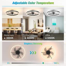 DIMICO - Plafondventilator met Verlichting - Plafond Ventilator - Afstandsbediening - 6 Snelheden - Zwart - Zomer en Wintermodus — thumbnail 5