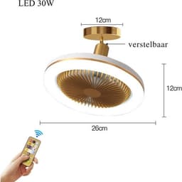 Plafondventilator Met Verlichting - Smart Lamp Met Afstandsbediening – Plafonniere Keuken Lamp Met 3 Ventilatiesnelheden & Dimbare Kleuren - Woonkamerlamp – Plafond Ventilator Lamp Met Hoekinstelling — thumbnail 1
