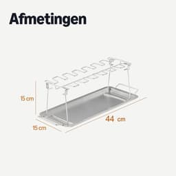 Kippenvleugelhouder – bbq accesoires – kiphouder Oven – Inclusief Opvangbakje – inklapbaar – RVS — thumbnail 3