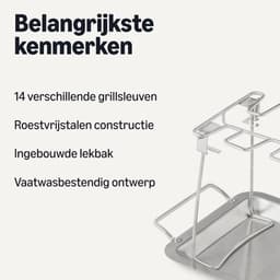 Kippenvleugelhouder – bbq accesoires – kiphouder Oven – Inclusief Opvangbakje – inklapbaar – RVS — thumbnail 5