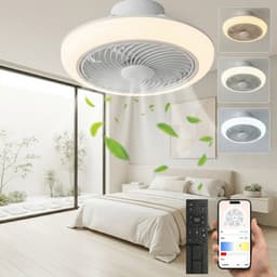 MUPOO Modern Plafondventilator met verlichting met App Afstandsbediening- Ø 46cm - Dimbaar & 3 Kleurstanden- Stil & Winterstand- Voor Woonkamer & Slaapkamer — thumbnail 1
