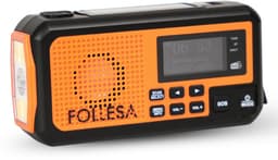 FOLLESA® DAB-373BT Noodradio - Solar Powerbank - 5000mAh - DAB+/FM - Met waterdicht zakje - Noodradio - Opwindbare Survivalradio - Bluetooth & Digitale Wekker - Ideaal voor Noodpakket. — thumbnail 1