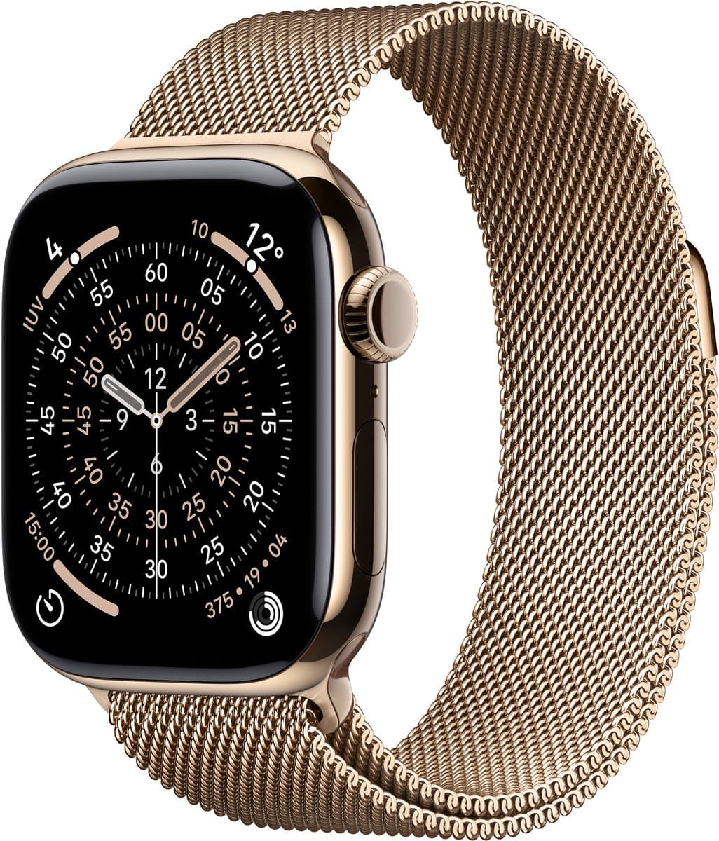 Apple Watch Series 11 gps + Cellular - 42mm titanium Case Milanese Loop Smartwatch Gold — afbeelding 1
