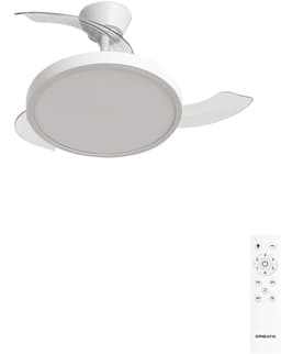 CREATE - Plafondventilator 40W stil met intrekbare bladen met licht - Ø91cm - Wit - Afstandsbediening - WIND CLEAR STUDIO — thumbnail 1