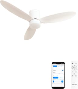 CREATE - 40W stille plafondventilator Ø132 cm - Wit - Met licht - WIFI + Afstandsbediening - WIND LITE — thumbnail 1