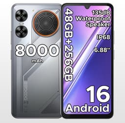 Robuuste smartphone - DOOGEE M30 - Telefoon 2026 - 6,88" 120Hz - 48GB RAM - 256GB ROM - 8000 mAh - Android 16 - IP68 waterdicht - 135dB spreker - GPS,NFC,OTG,FM - Zilver — thumbnail 1