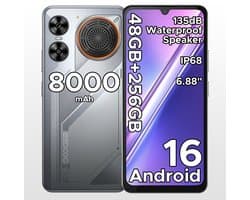 Robuuste smartphone - DOOGEE M30 - Telefoon 2026 - 6,88" 120Hz - 48GB RAM - 256GB ROM - 8000 mAh - Android 16 - IP68 waterdicht - 135dB spreker - GPS,NFC,OTG,FM - Zilver