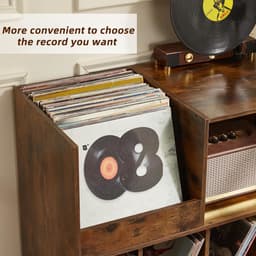 Platenspeler Tafel - Platenspeler Standaard - Vinyl Opbergkast voor 450+ Elpees - Grote Platenkast met Nu Afspelend Display - Vinyl Storage Meubel - Audiomeubel & Platenspeler Meubel - Platenhouder voor Woonkamer & Muziekkamer — thumbnail 3