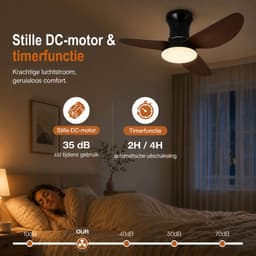 MUPOO Houtlook Plafondventilator met Verlichting Ø100cm - Stil & Dimbaar - Zomer en Winterstand-Smart App & Afstandsbediening -6 Snelheden & Geheugen- Timer- ventilator lamp Voor Slaapkamer / Woonkamer-LED lampenkap — thumbnail 5