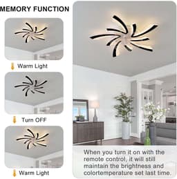 LuxiLamps - 5 Vleugel Ventilator Lamp - Dimbaar Met Afstandsbediening - Zwart - RGB 12 Kleuren - Plafondventilator Met LED - Smart Life App - Woonkamerlamp - Moderne lamp - Plafonniere — thumbnail 4