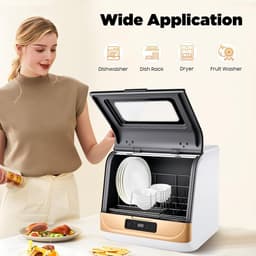 Tafelvaatwasser - Compacte machine - Gemakkelijk afwassen - 360 graden reiniging - 4-6 couverts - Goud — thumbnail 4