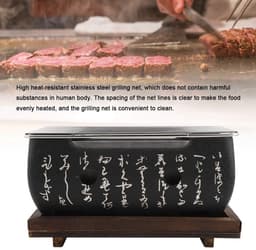 Dailygoods- Tafelgrill Japanse stijl - Houtskool barbecue - Massief houten sokkel - Eenvoudig te reinigen - Geschikt voor tafelgebruik - Duurzaam en brandveilig — thumbnail 4