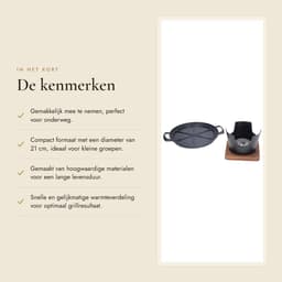 Dailygoods- Tafelgrill Draagbaar - Mini BBQ Grill Set - Houtskool Barbecue - Ronde Grill - Gegoten Aluminium - Voor 1-2 Personen — thumbnail 2