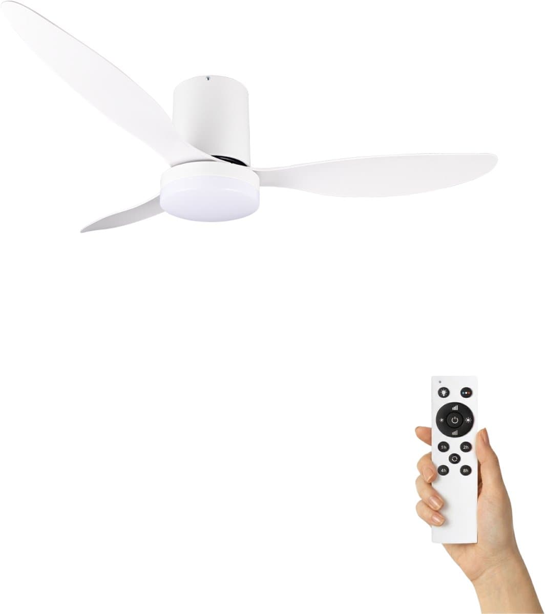 Fantiluxe - Magnus - Plafondventilator met verlichting - Wit - Ø132cm - Afstandsbediening - Met lamp - Plafond ventilator - Slaapkamer — afbeelding 1