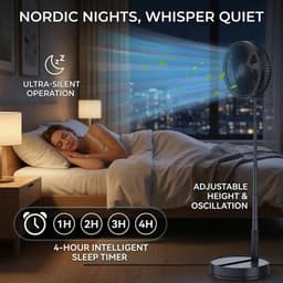 Wentinkmo opvouwbare ventilator - 8000mAh snel oplaadbare ventilator - Afstandsbediening staande ventilator — thumbnail 4