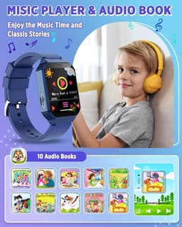 Kiddowz Smartwatch kinderen - Kinderhorloge - 5 t/m 12 jaar - met camera, filters en 29 kids spelletjes - Stappenteller - Donkerblauw — thumbnail 4