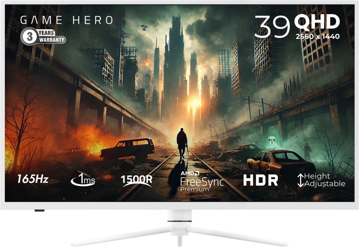 GAME HERO® 39 inch QHD VA Curved Gaming Monitor - 165Hz - 1ms — afbeelding 1
