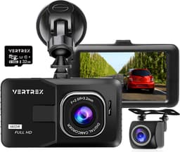 VERTREX Dashcam voor Auto 1080P Full HD - Voor en Achter - Dash cams - Nachtvisie - G-Sensor - 170° Wijdhoeklens - 3,0" LCD - Bewegingsdetectie - Loop Recording - Incl. 32GB MicroSD Kaart — thumbnail 1